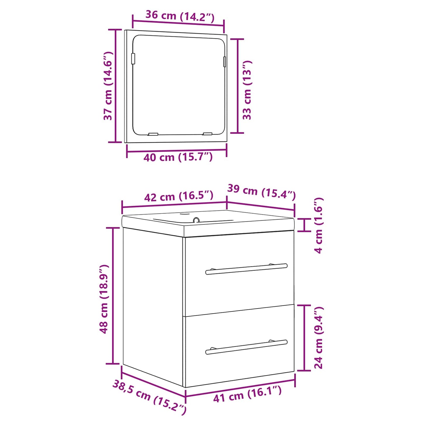vidaXL Ensemble de meubles de salle de bain 2 pcs Noir aspect chêne Aggloméré