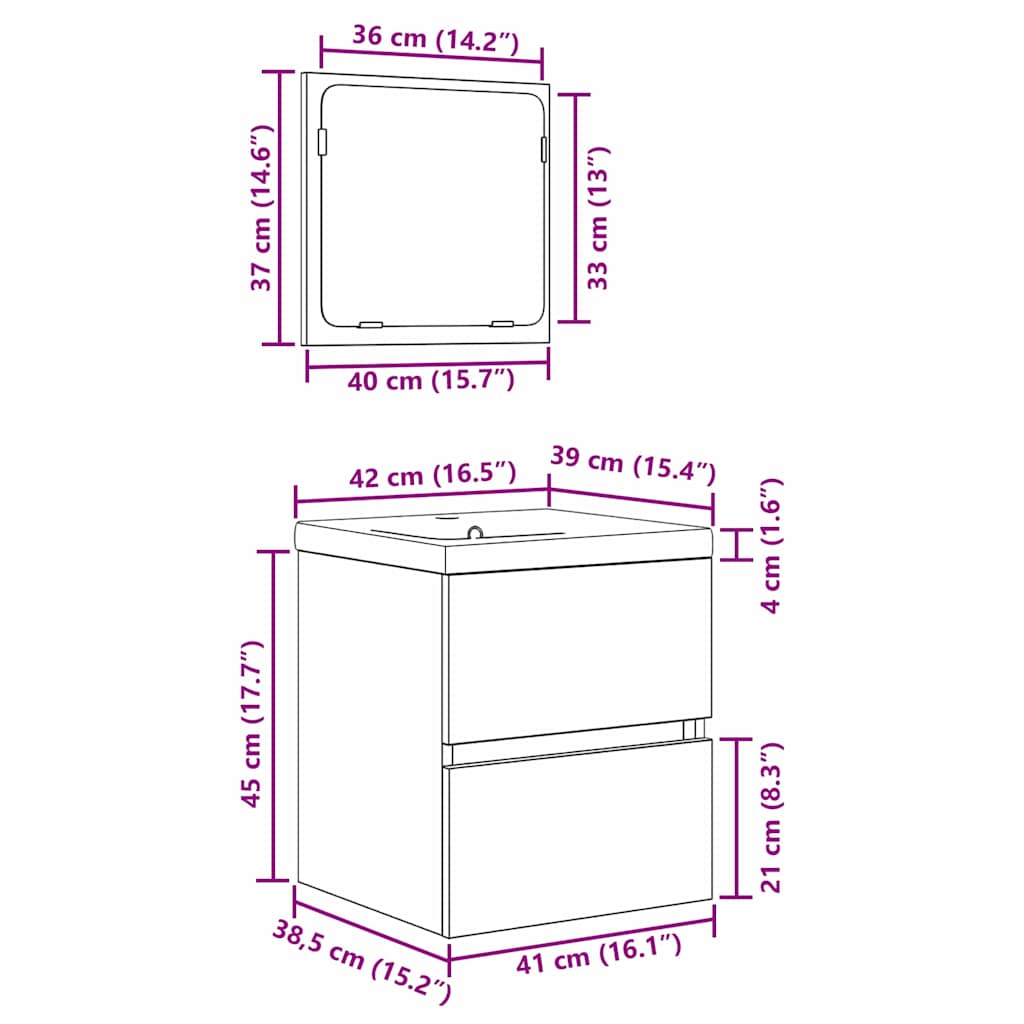 vidaXL Badezimmermöbel-Set 2 pcs Altes Holz und Weiß Holzwerkstoff