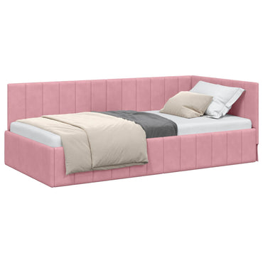 vidaXL Eckbettgestell mit Kopfteil Rosa 100 cm x 200 cm Samt