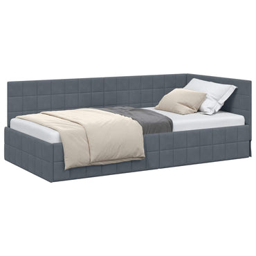 vidaXL Eckbettgestell mit Kopfteil Dunkelgrau 90 cm x 200 cm Samt