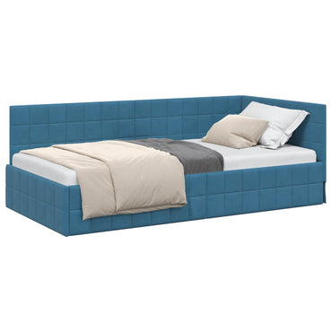 vidaXL Cadre de lit d'angle avec tête de lit Bleu 100 cm x 200 cm Velours