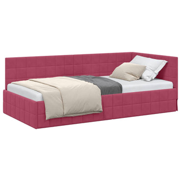 vidaXL Cadre de lit d'angle avec tête de lit Rouge bordeaux 100 cm x 200 cm Velours