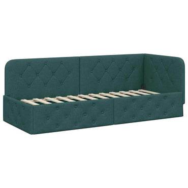 vidaXL Eckbettgestell mit Kopfteil Dunkelgrün 80 x 200 cm Stoff