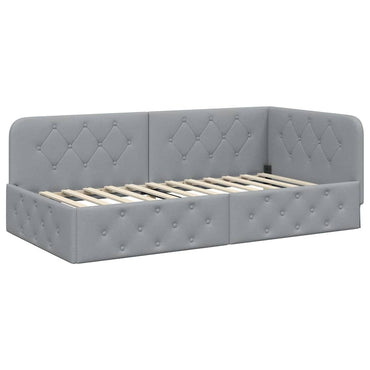 vidaXL Eckbettgestell mit Kopfteil Hellgrau 90 x 190 cm Stoff