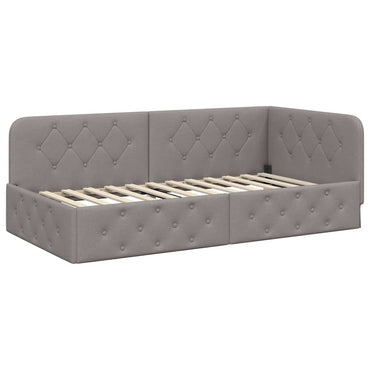vidaXL Eckbettgestell mit Kopfteil Taupe 100 x 200 cm Stoff