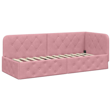 vidaXL Eckbettgestell mit Kopfteil Rosa 80 x 200 cm Samt