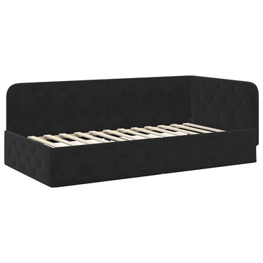 vidaXL Eckbettgestell mit Kopfteil Schwarz 100 x 200 cm Samt