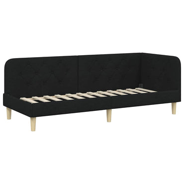 vidaXL Eckbettgestell mit Kopfteil Schwarz 80 x 200 cm Stoff