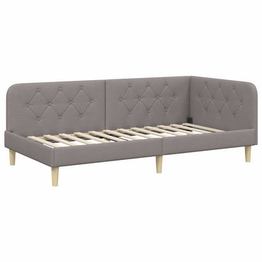 vidaXL Eckbettgestell mit Kopfteil Taupe 100 x 200 cm Stoff
