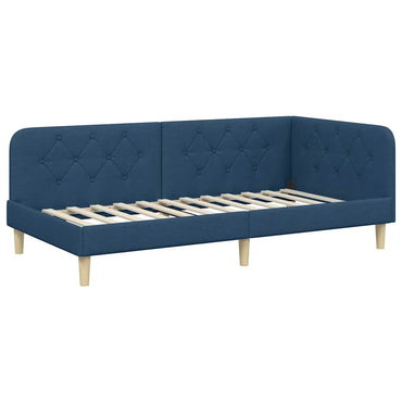 vidaXL Cadre de lit d'angle avec tête de lit tissu bleu 100 x 200 cm