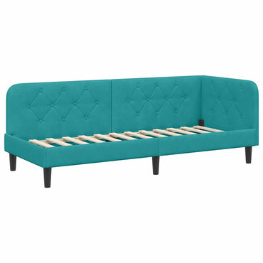 vidaXL Eckbettgestell mit Kopfteil Türkis 80 x 200 cm Samt