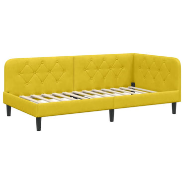 vidaXL Cadre de lit d'angle avec tête de lit Velours Jaune 90 x 200 cm
