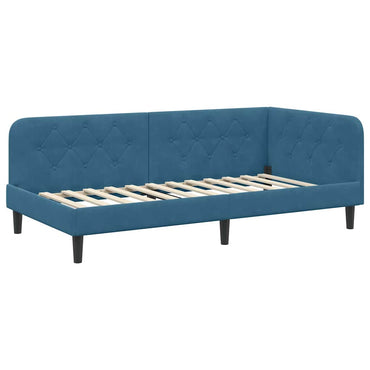 vidaXL Eckbettgestell mit Kopfteil Blau 100 x 200 cm Samt