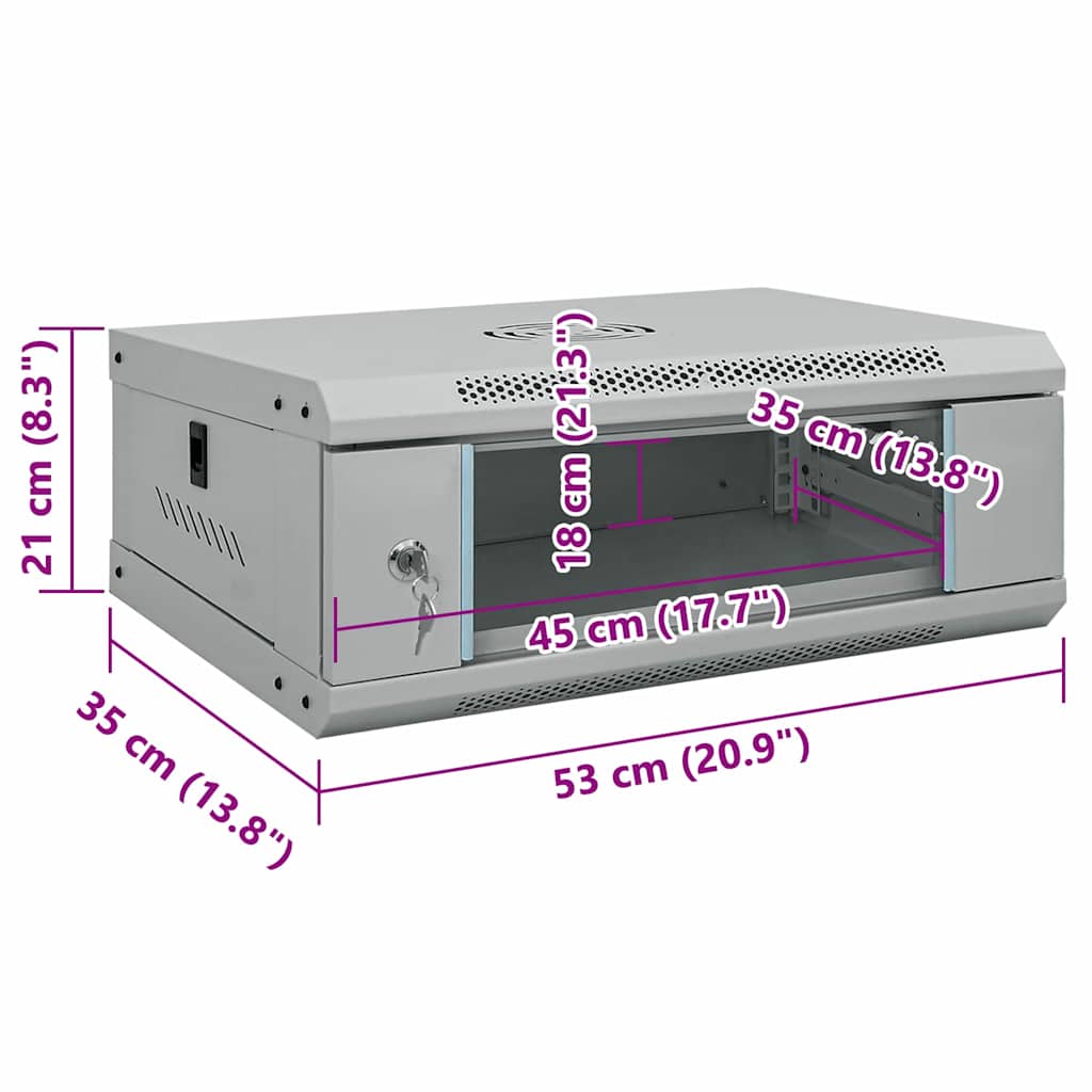 Netzwerkschrank mit Speicher Grau 53 x 35 x 21 cm Stahl