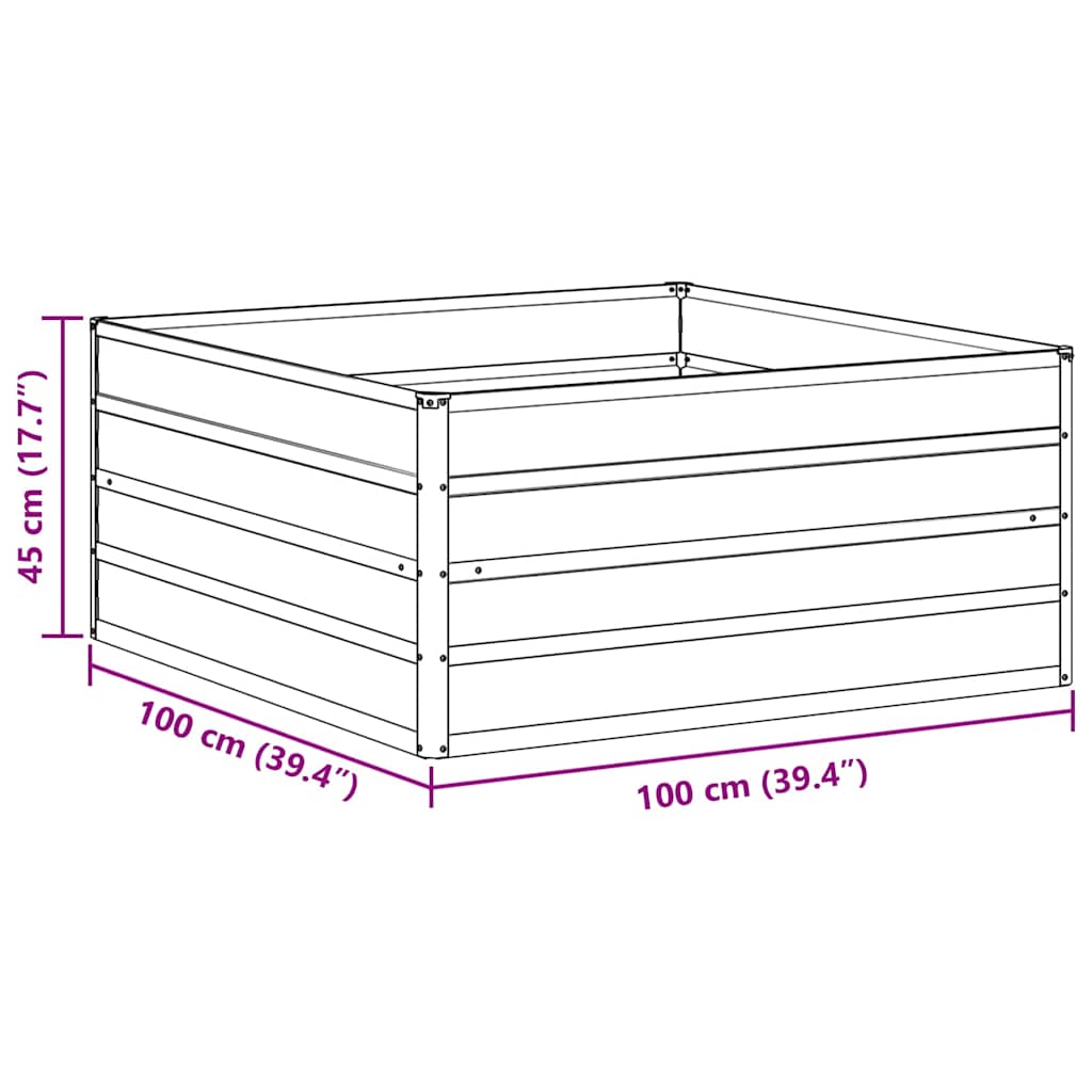 vidaXL Hochbeet Hellbraun 100 x 100 x 45 cm Verzinkter Stahl