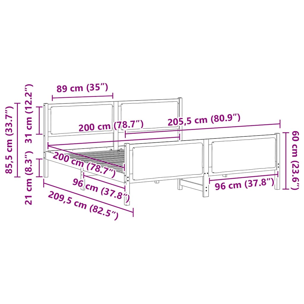 Bettrahmen mit Kopfteil Hellgrau 200 x 200 cm Stoff