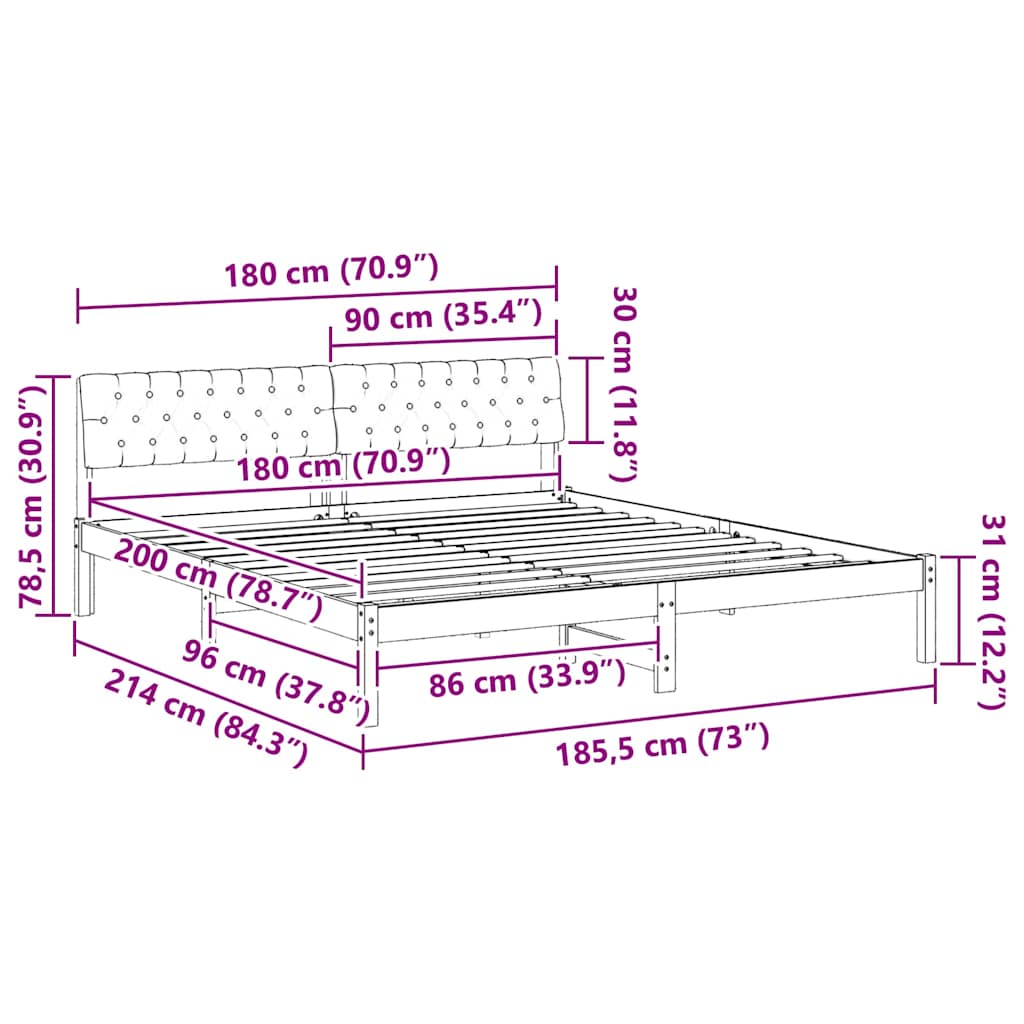 Bettgestell Weiß und Hellgrau 180 x 200 cm Massivholz Kiefer