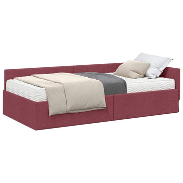 vidaXL Eckbettgestell mit Matratze Sonstiges 2 pcs Grau Stoff