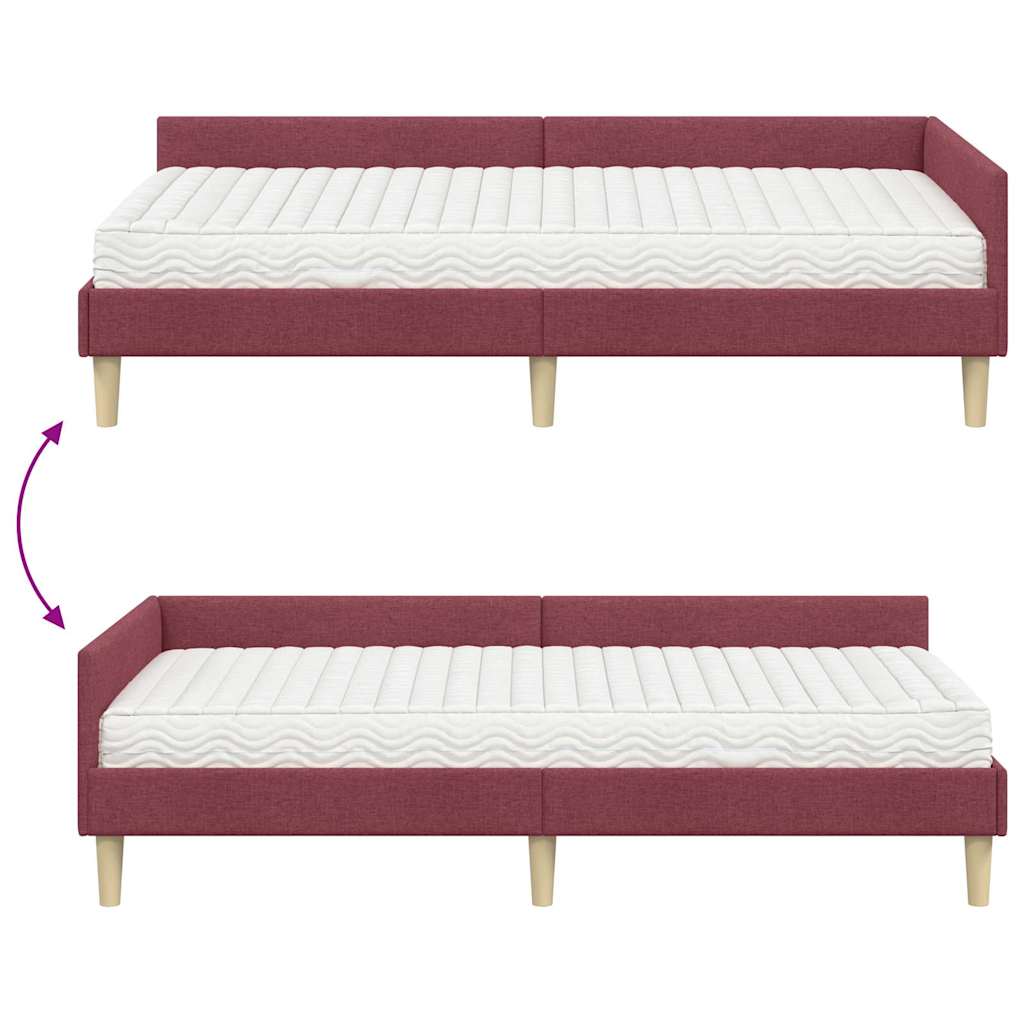 vidaXL Eckbettgestell mit Matratze mit Matratze 2 pcs Grau Stoff