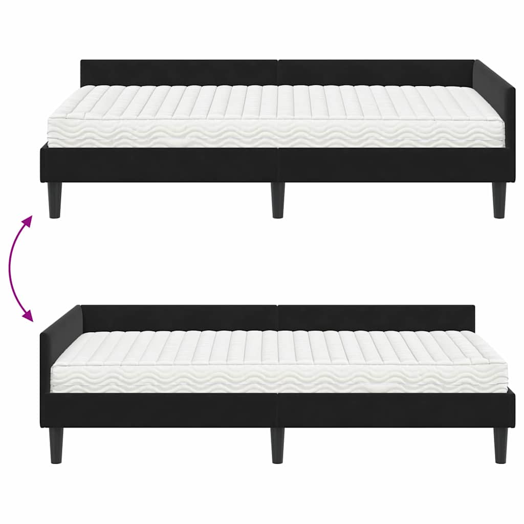 vidaXL Eckbettgestell mit Matratze Sonstiges 2 pcs Schwarz Samt