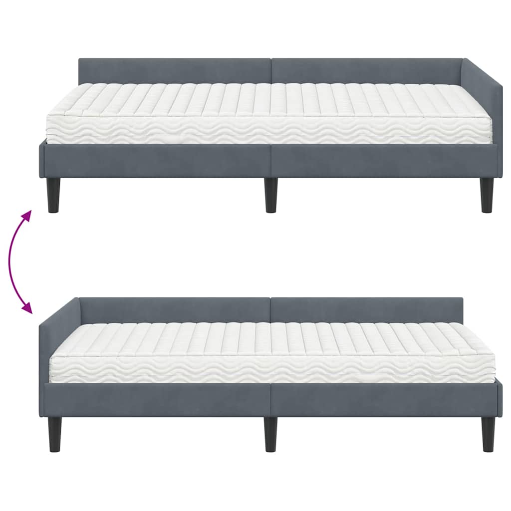 vidaXL Eckbettgestell mit Matratze Sonstiges 2 pcs Grau Samt