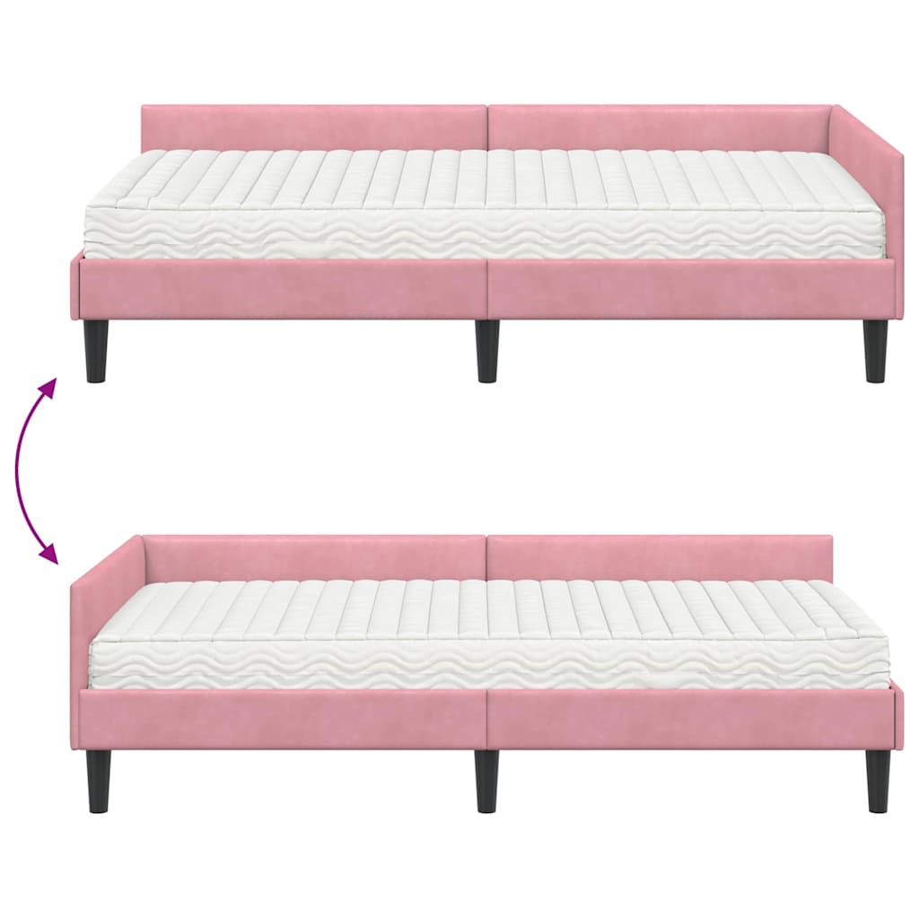 vidaXL Eckbettgestell mit Matratze Sonstiges 2 pcs Grau Samt