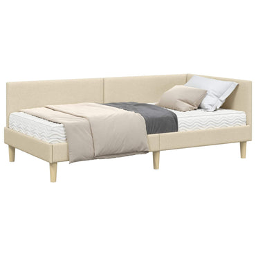 vidaXL Eckbettgestell mit Matratze Sonstiges 2 pcs Creme Stoff