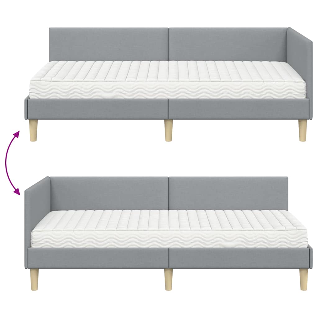 vidaXL Eckbettgestell mit Matratze Sonstiges 2 pcs Hellgrau Stoff