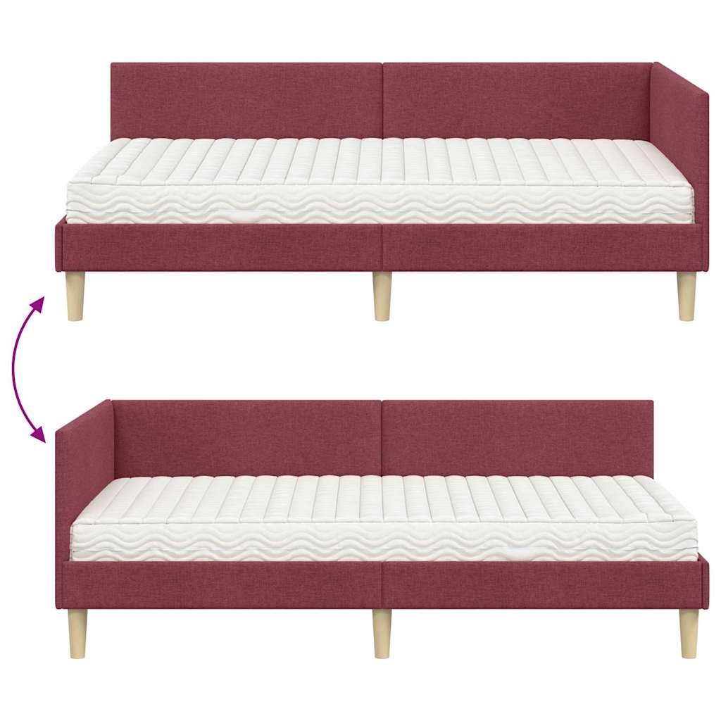 vidaXL Eckbettgestell mit Matratze Sonstiges 2 pcs Grau Stoff