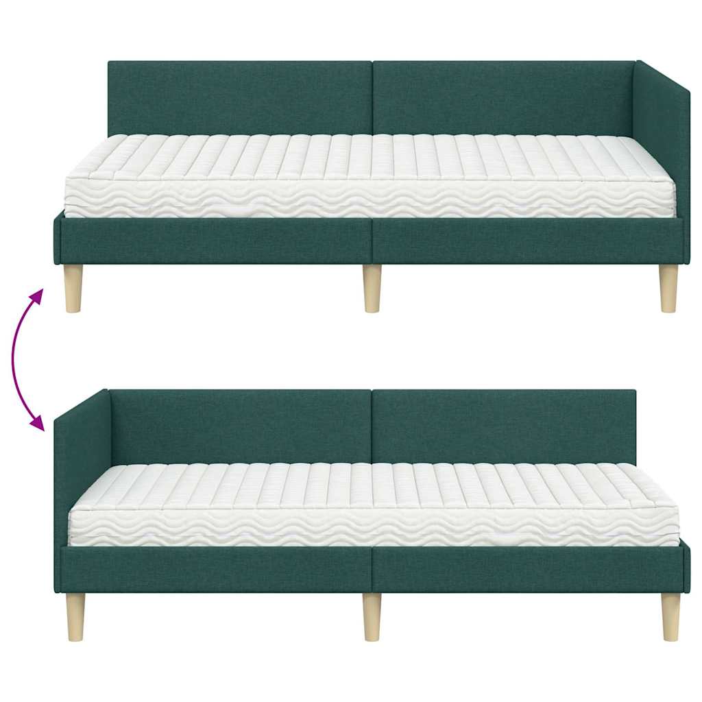 vidaXL Eckbettgestell mit Matratze Sonstiges 2 pcs Grün Stoff