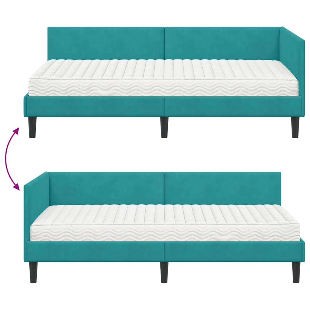 vidaXL Eckbettgestell mit Matratze Sonstiges 2 pcs Türkis Samt