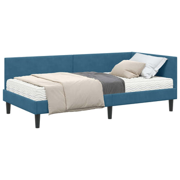 vidaXL Eckbettgestell mit Matratze Sonstiges 2 pcs Blau Samt