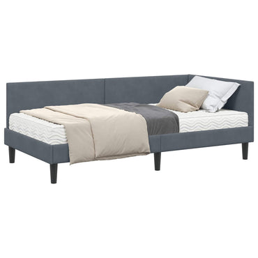 vidaXL Eckbettgestell mit Matratze Sonstiges 2 pcs Grau Samt