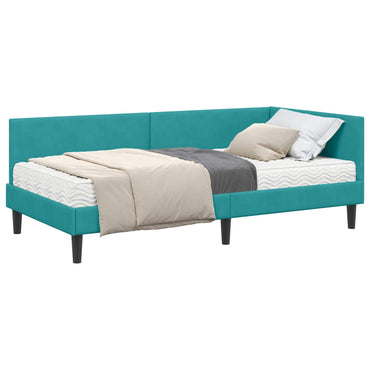 vidaXL Eckbettgestell mit Matratze Sonstiges 2 pcs Türkis Samt