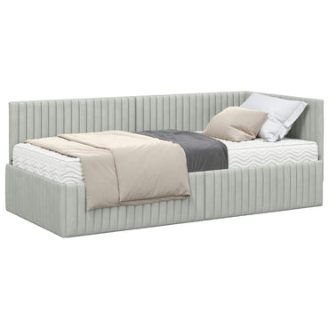 vidaXL Cadre de lit d'angle avec matelas et tête de lit 2 pcs Gris clair Velours
