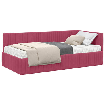 vidaXL Cadre de lit d'angle avec matelas et tête de lit 2 pcs Vert Velours