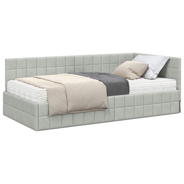 vidaXL Cadre de lit d'angle avec matelas et tête de lit 2 pcs Gris clair Velours