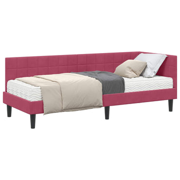 vidaXL Cadre de lit d'angle avec matelas et tête de lit 2 pcs Vert Velours