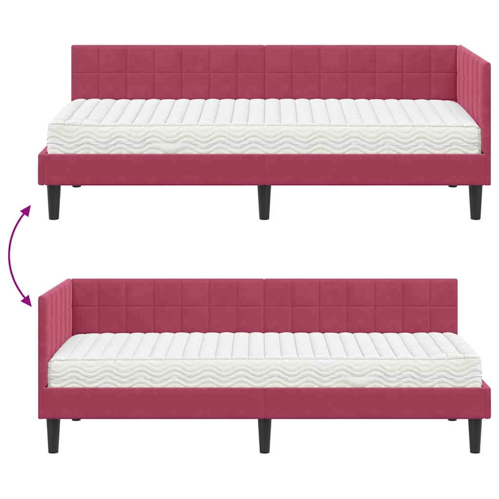 vidaXL Cadre de lit d'angle avec matelas et tête de lit 2 pcs Vert Velours