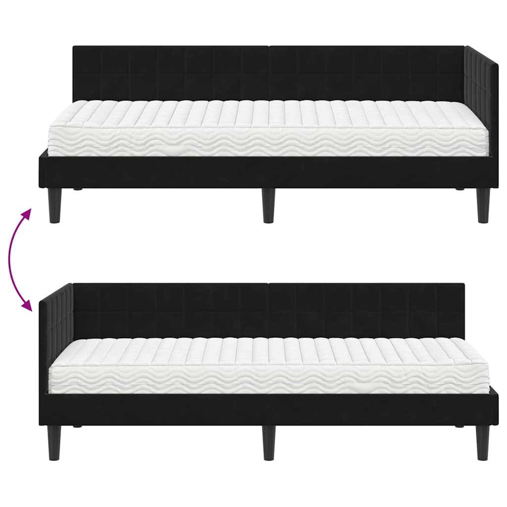 vidaXL Eckbettgestell mit Matratze mit Kopfteil 2 pcs Schwarz Samt