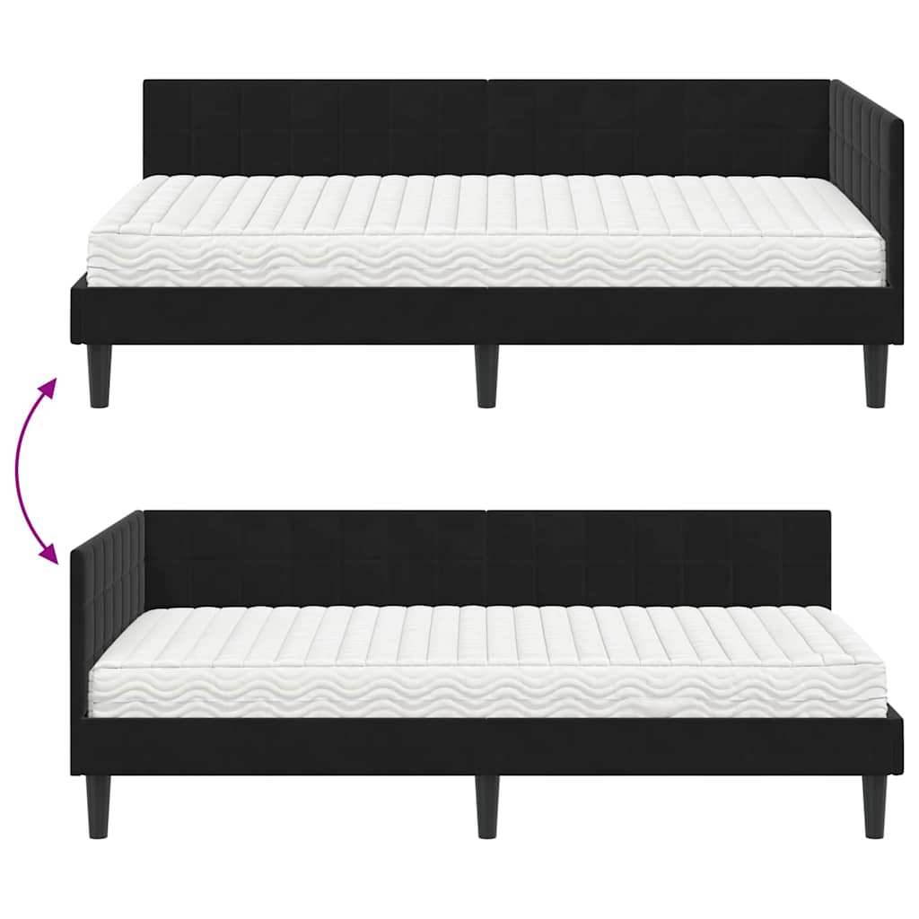 vidaXL Eckbettgestell mit Matratze mit Kopfteil 2 pcs Schwarz Samt