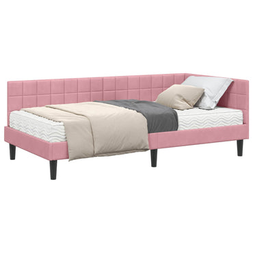 vidaXL Eckbettgestell mit Matratze mit Kopfteil 2 pcs Grau Samt