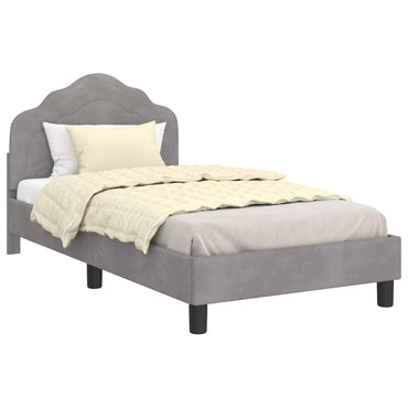 vidaXL Kinderbettgestell mit Kopfteil Hellgrau 80 x 160 cm Samt