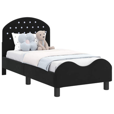 vidaXL Kinderbettgestell mit Kopfteil Schwarz 70 x 140 cm Samt