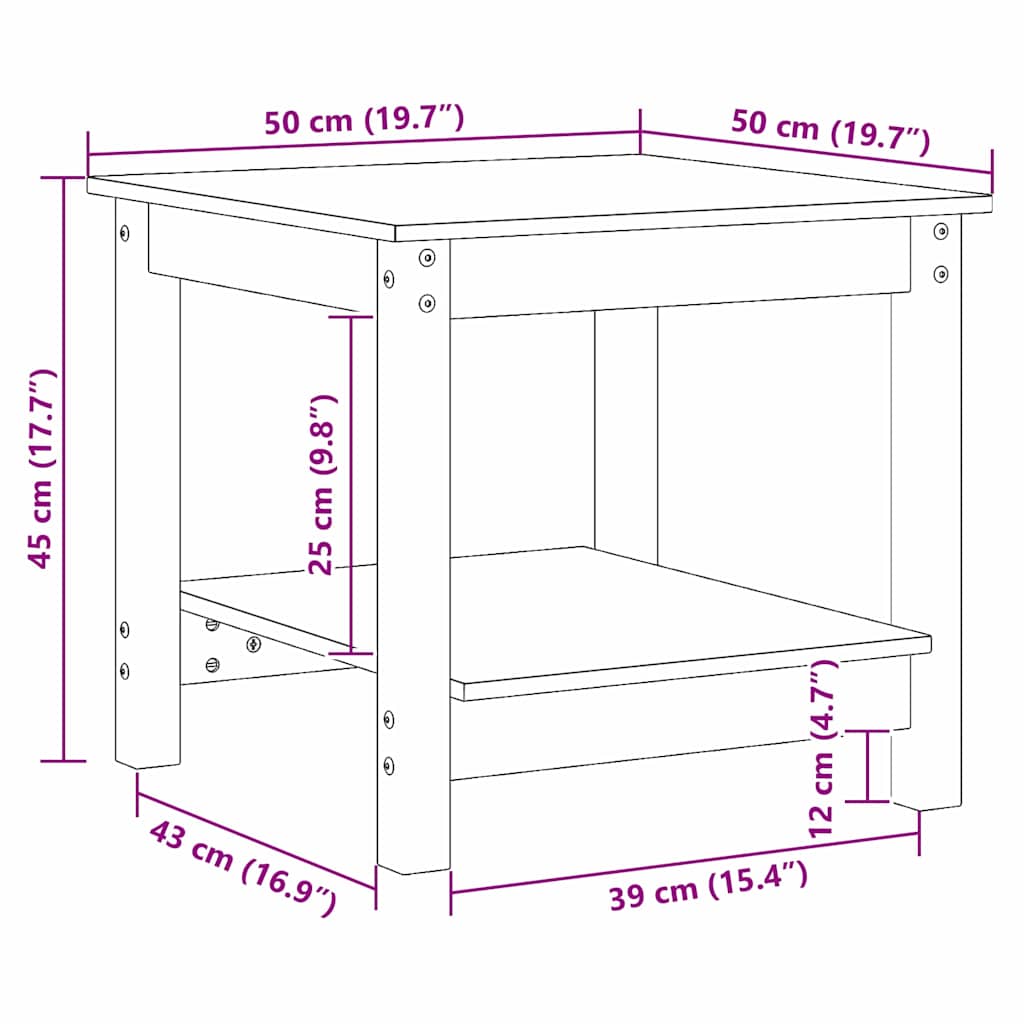 vidaXL Couchtisch Wachsbraun 50 x 50 x 45 cm Massivholz Kiefer