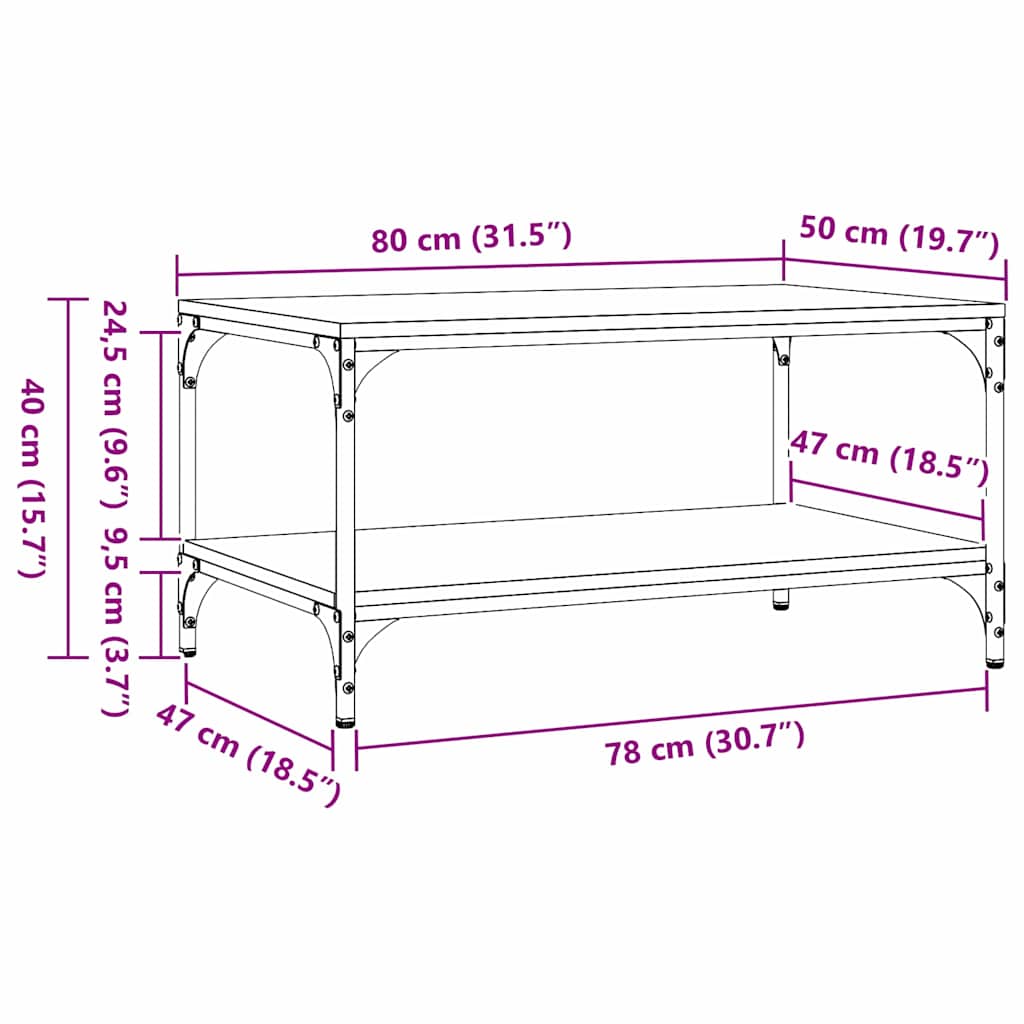 vidaXL Couchtisch Altholz 80 x 50 x 40 cm Holzwerkstoff
