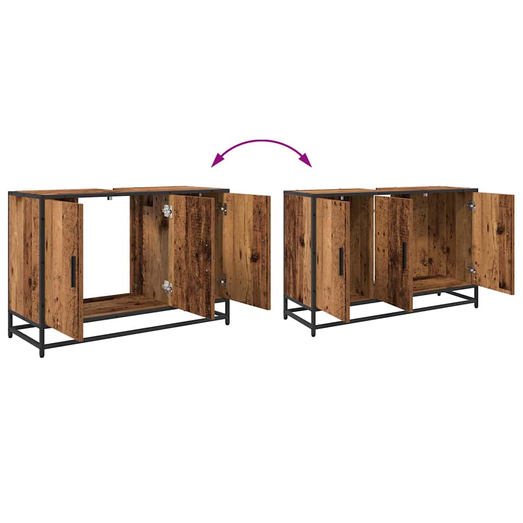 vidaXL Badezimmerschrank mit Tür Altholz 90 x 33 x 60 cm Holzwerkstoff