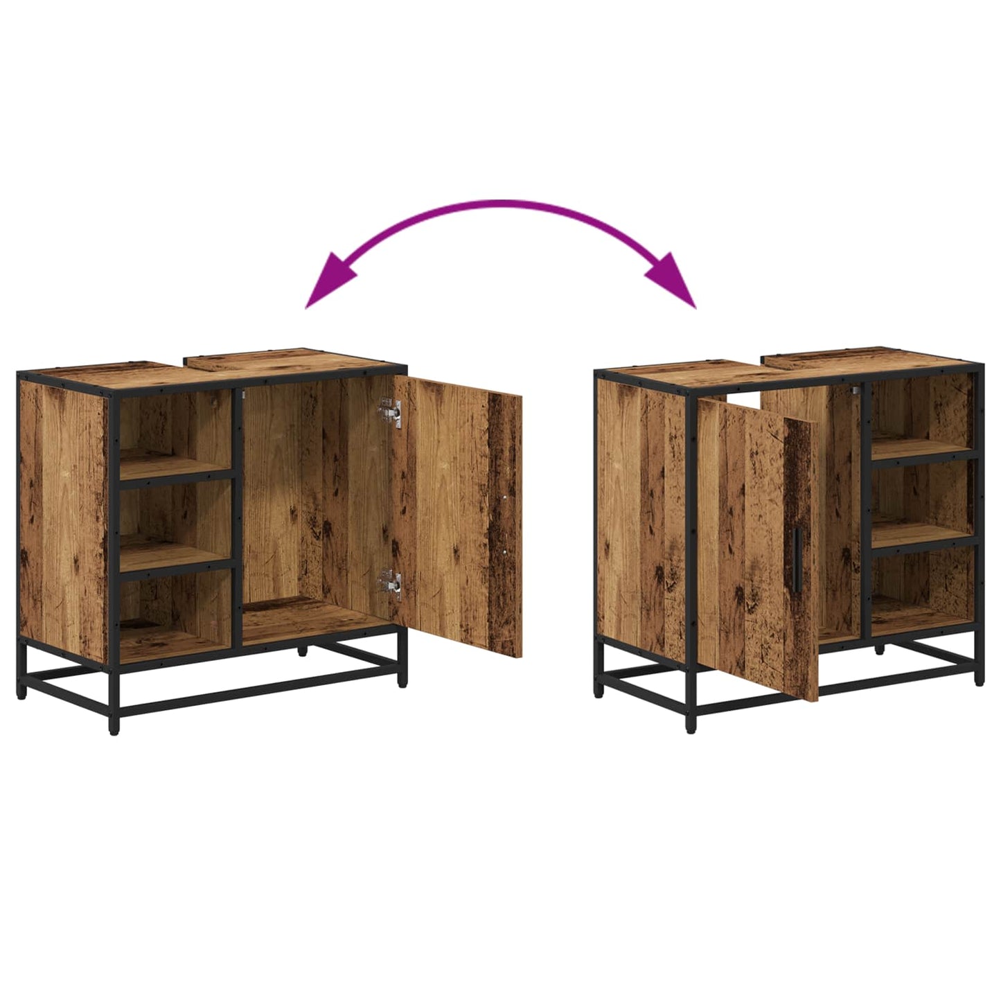 vidaXL Badezimmerschrank mit Tür Altholz 65 x 33 x 60 cm Holzwerkstoff
