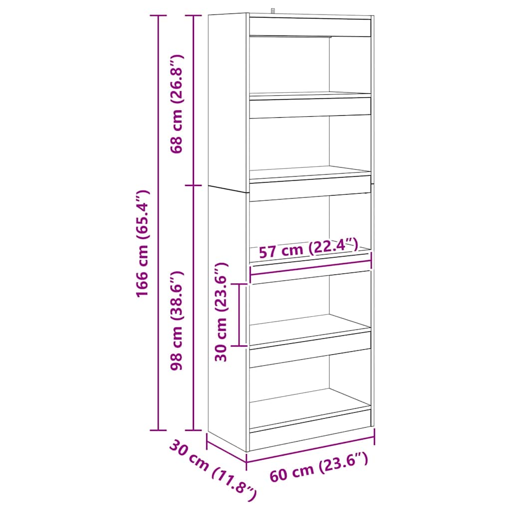 vidaXL Bücherregal Altholz 60 x 30 x 166 cm Holzwerkstoff