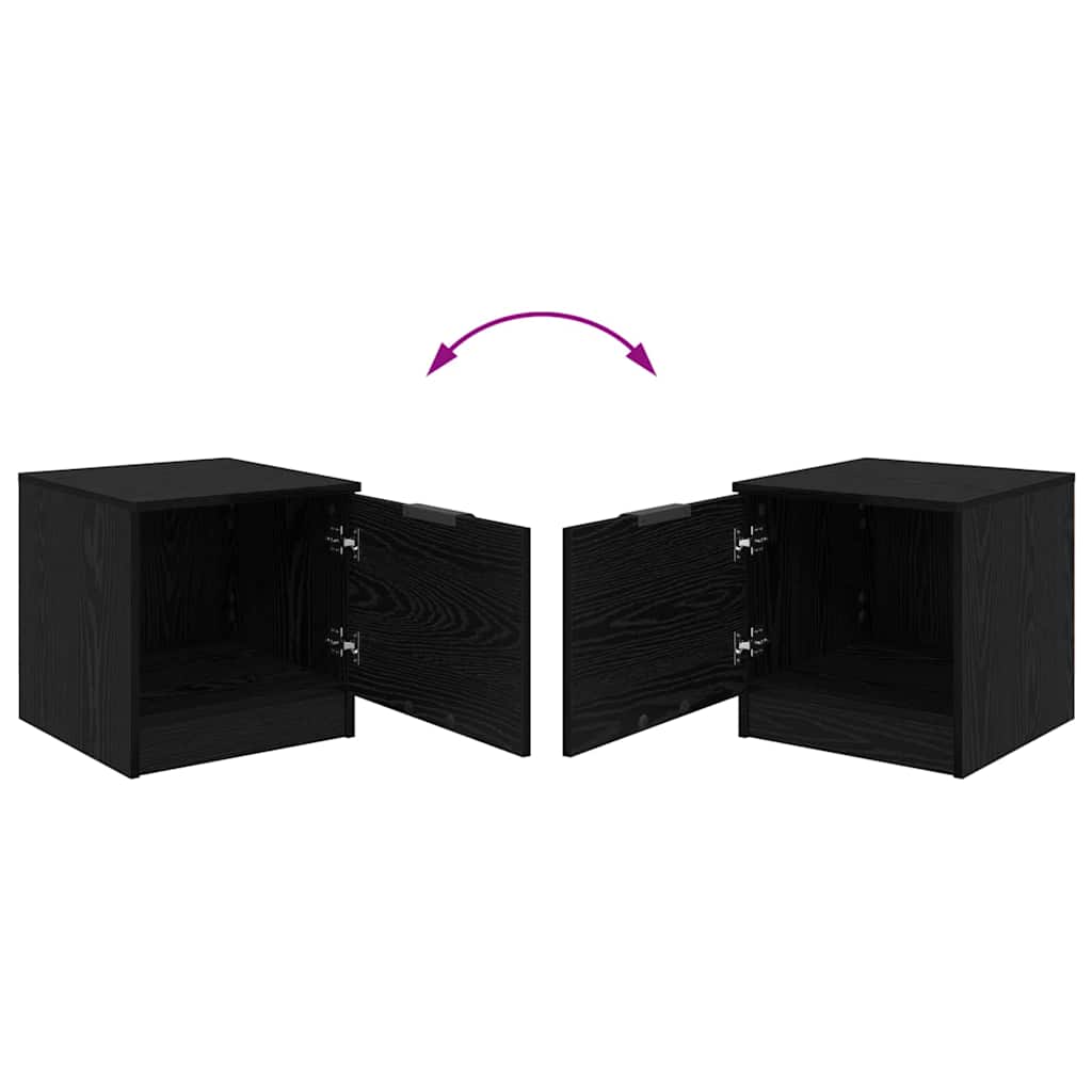 vidaXL Bettschrank 2 pcs Schwarz Eichen-Optik 40 x 39 x 40 cm